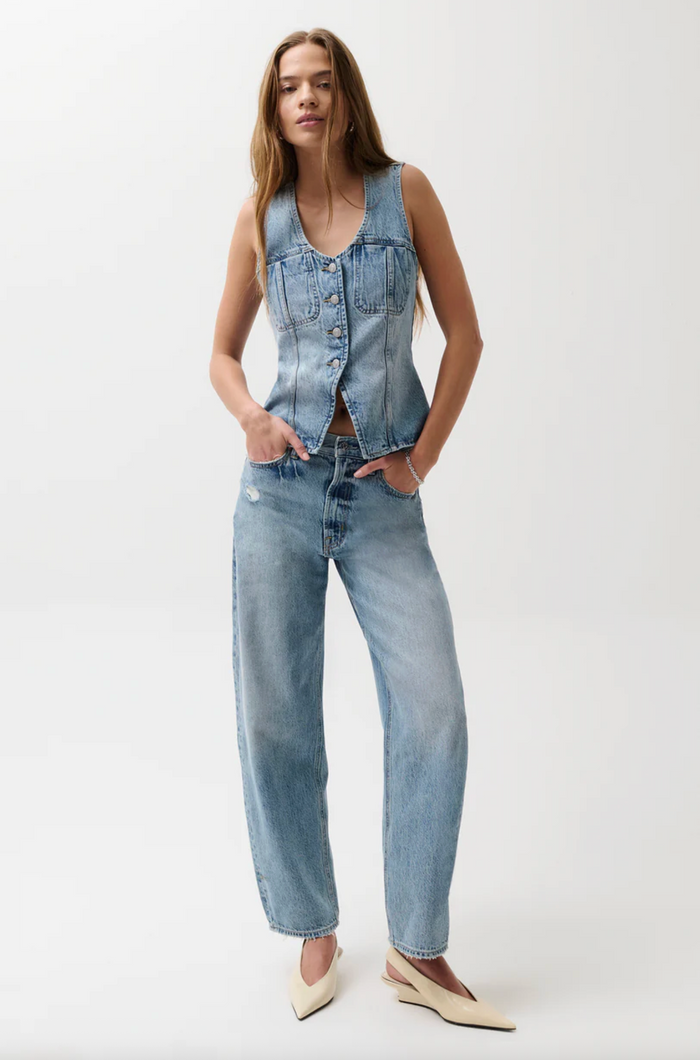 Wes High Rise Barrel Jean, Blue Cloud