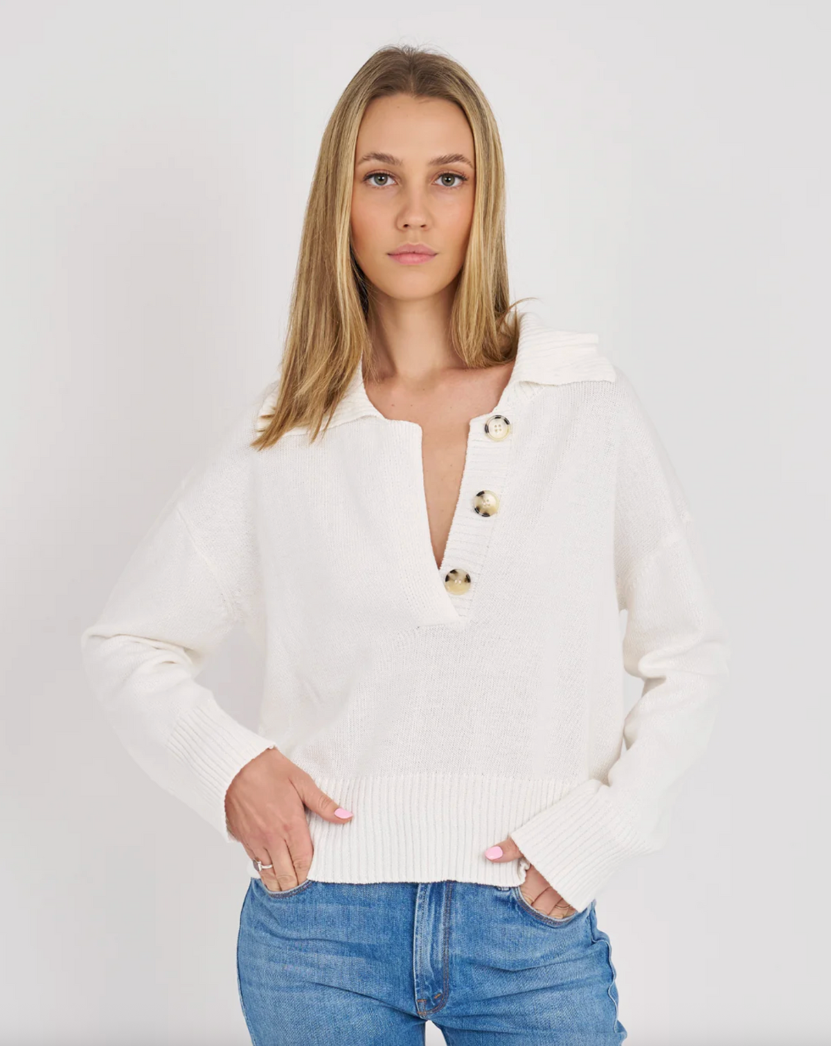 Phoebe Cotton Polo, White