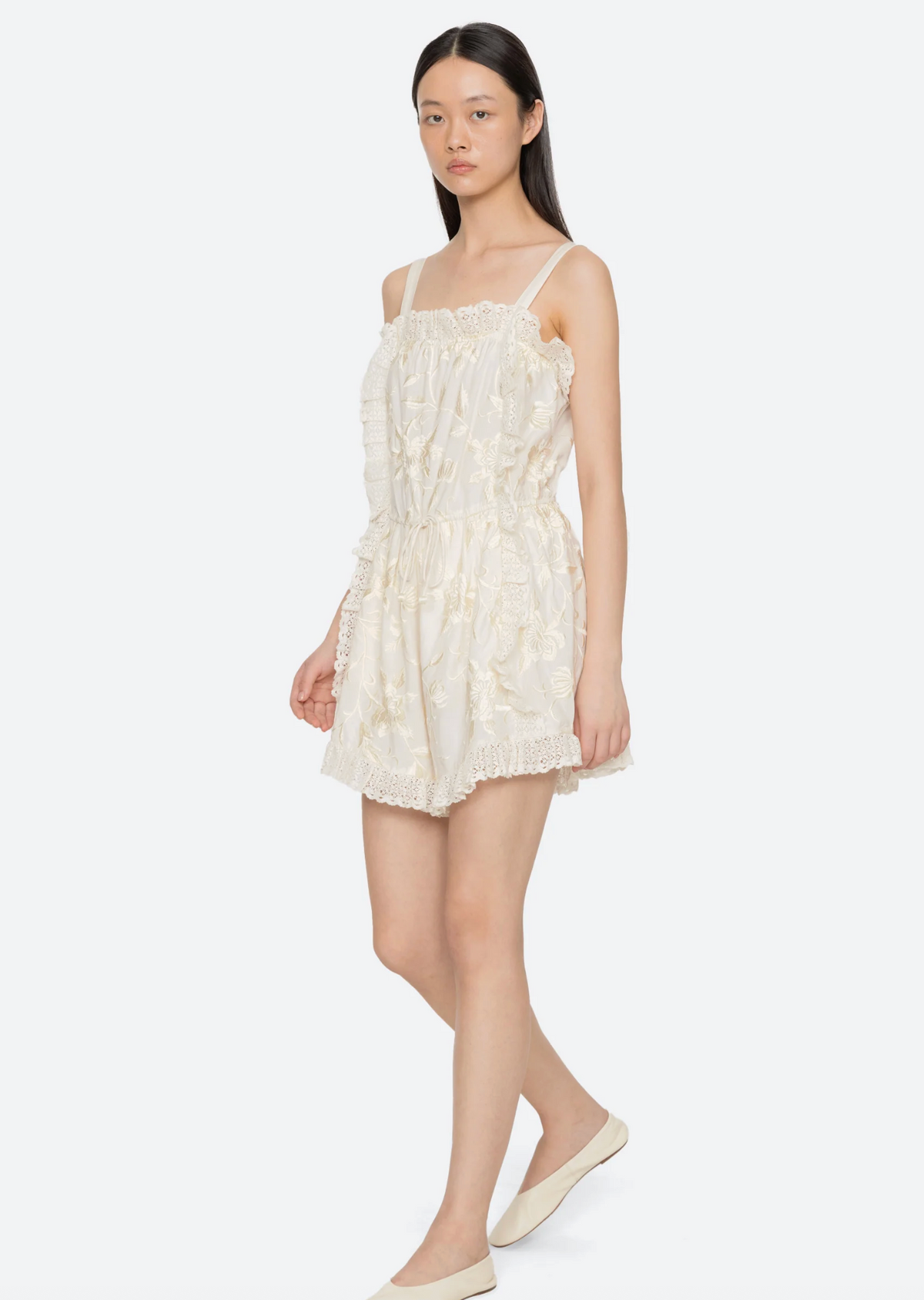 Alina Lace Romper, Cream