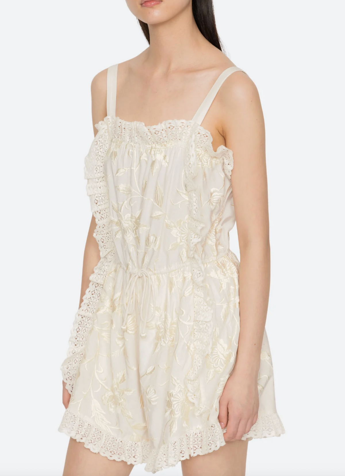 Alina Lace Romper, Cream