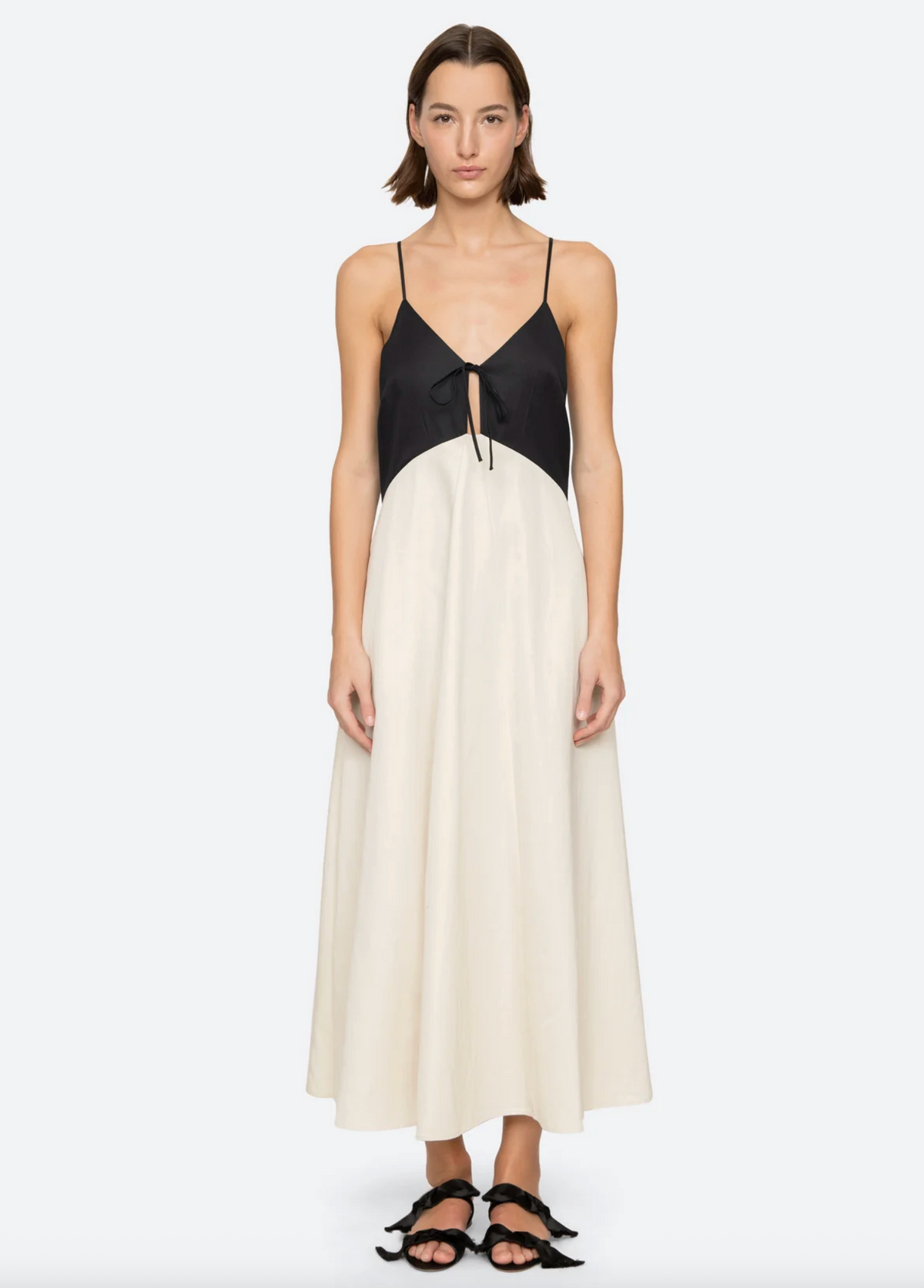 Angelina Suiting Maxi Dress, Cream/Black