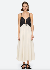 Angelina Suiting Maxi Dress, Cream/Black