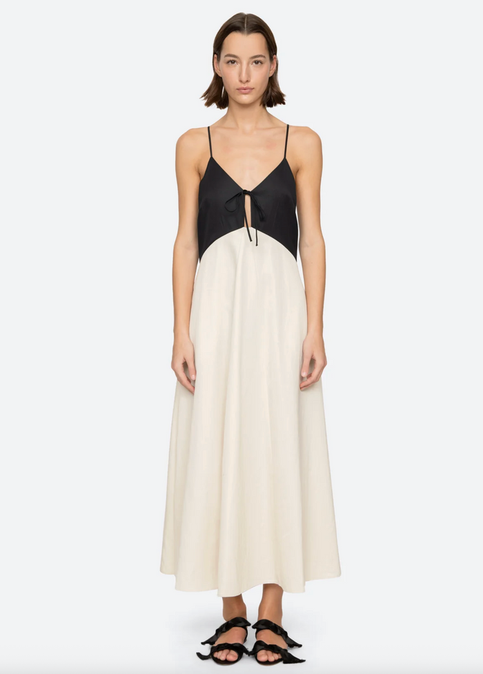 Angelina Suiting Maxi Dress, Cream/Black
