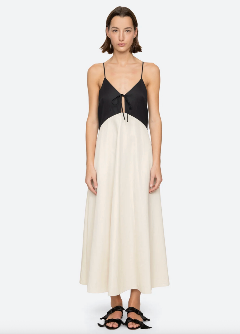 Angelina Suiting Maxi Dress, Cream/Black