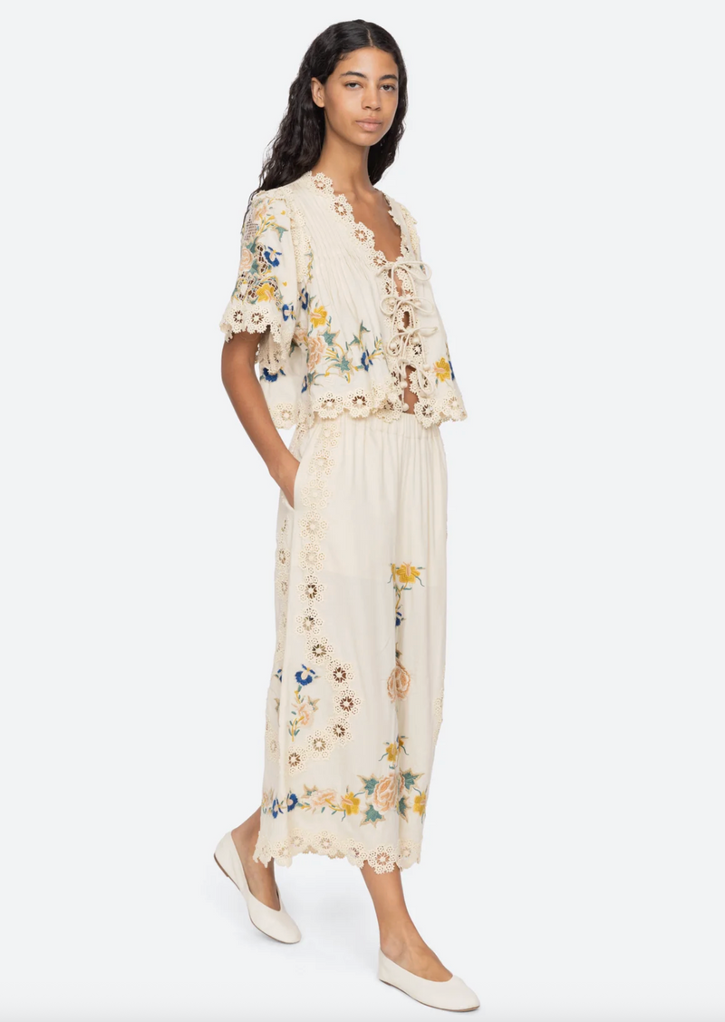 Adonna Emb Pant, Cream