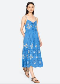 Catharina Emb Slip Dress, Blue