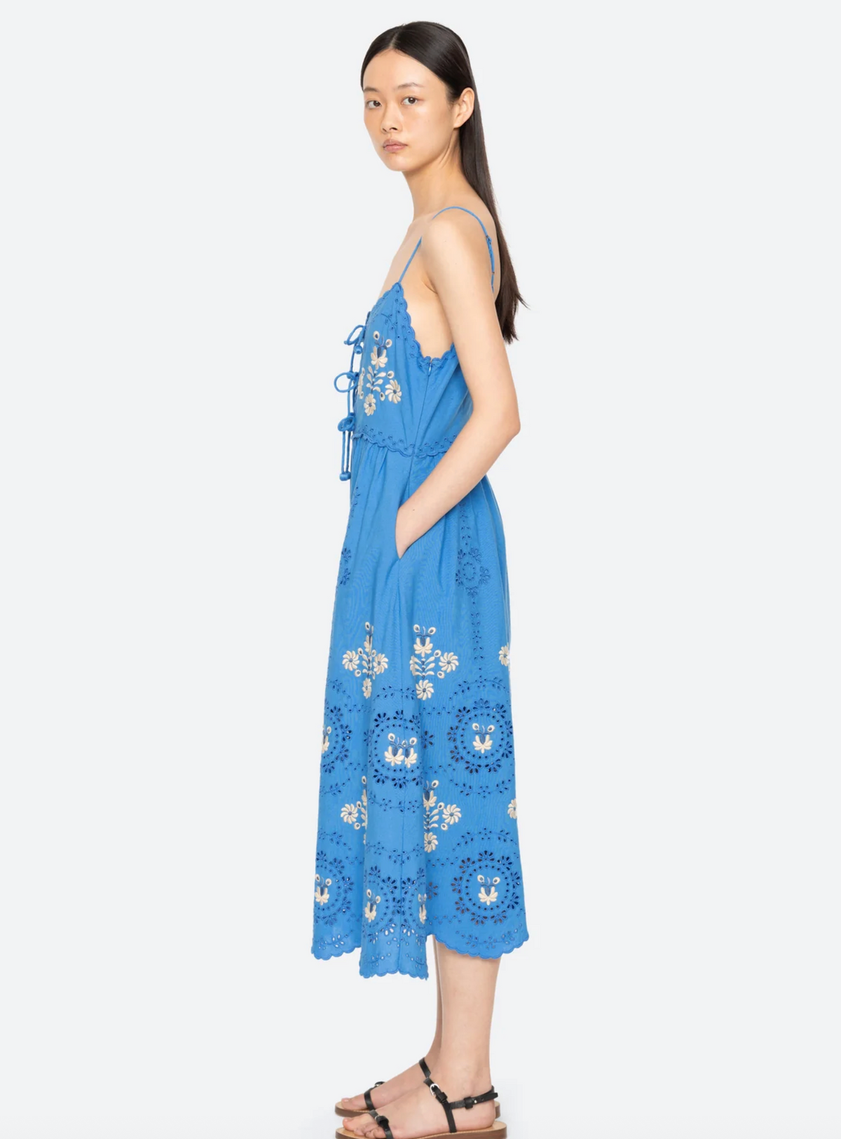 Catharina Emb Slip Dress, Blue