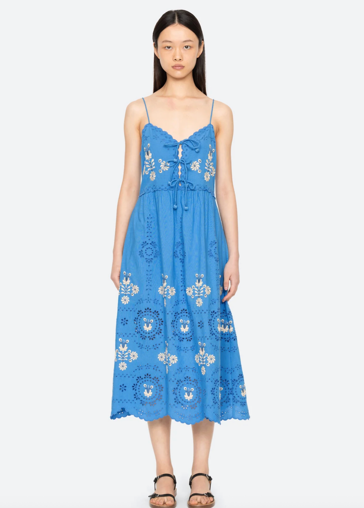 Catharina Emb Slip Dress, Blue