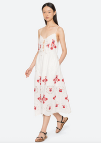 Catharina Emb Slip Dress, Cream