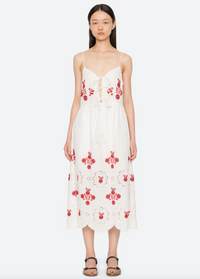 Catharina Emb Slip Dress, Cream