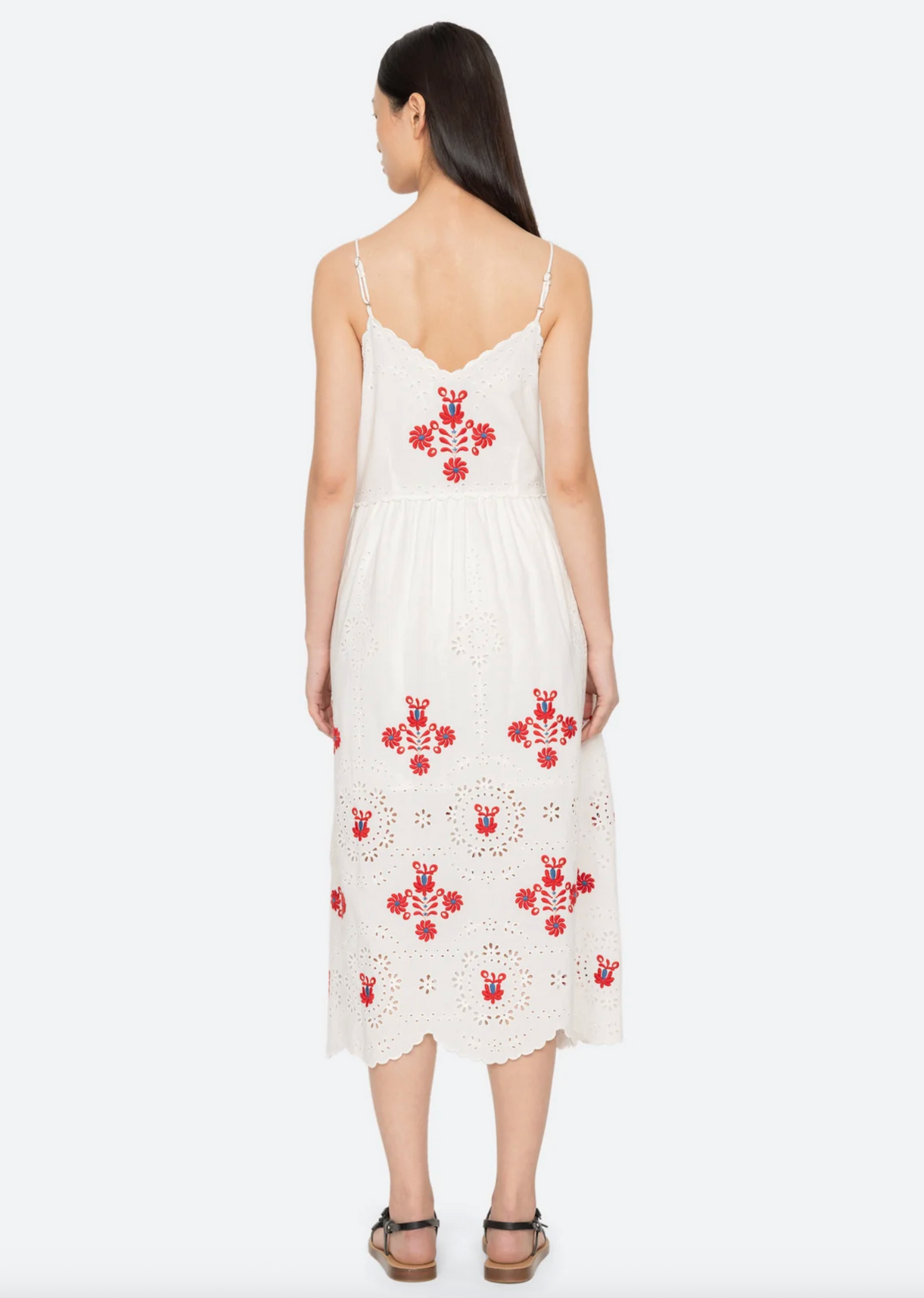 Catharina Emb Slip Dress, Cream
