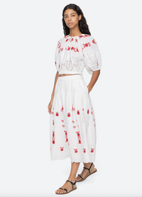 Catharina Emb Midi Skirt, Cream