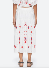 Catharina Emb Midi Skirt, Cream