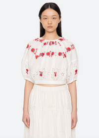 Catharina Emb Bubble Top, Cream