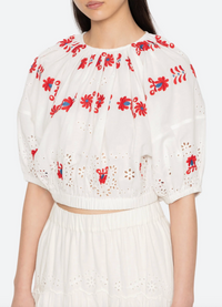 Catharina Emb Bubble Top, Cream
