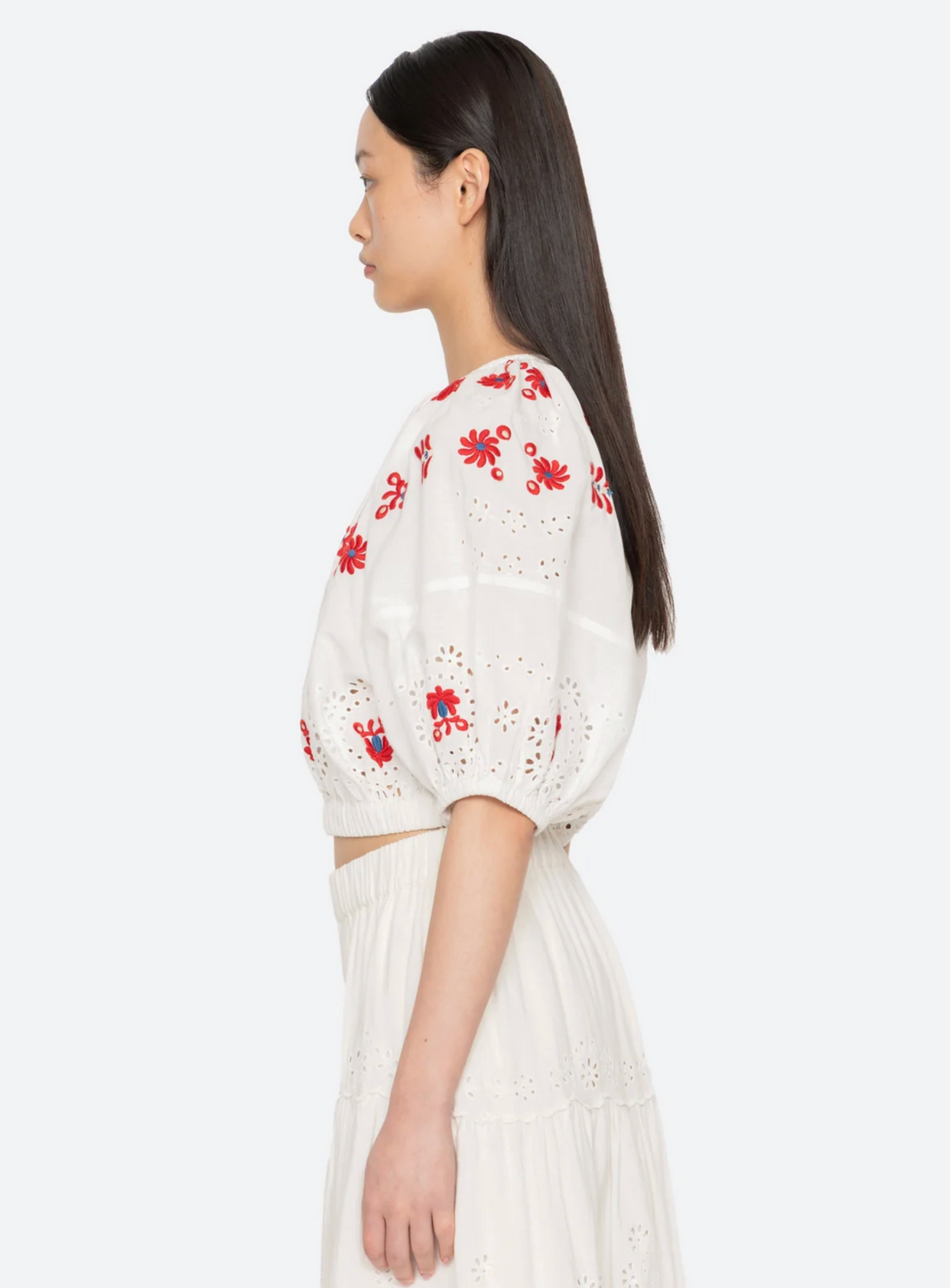 Catharina Emb Bubble Top, Cream