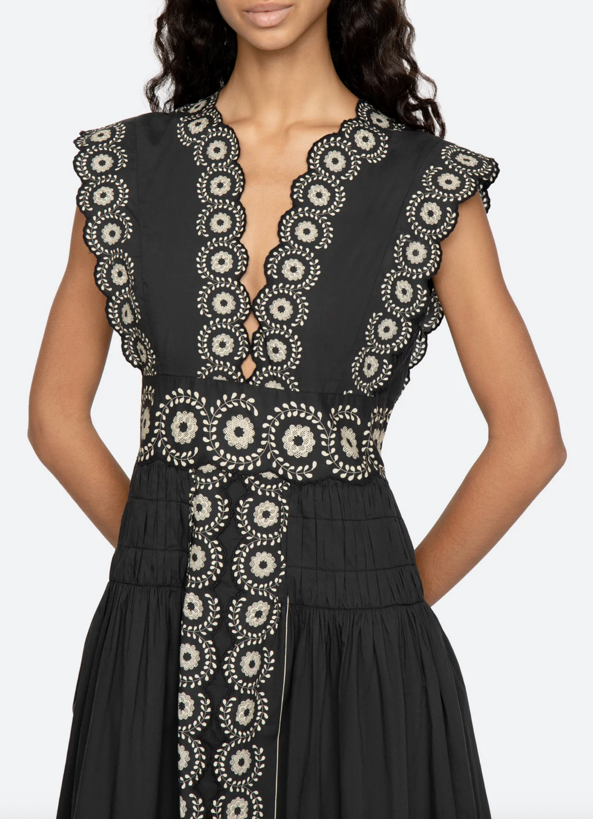 Mirabel Print Midi Dress, Black