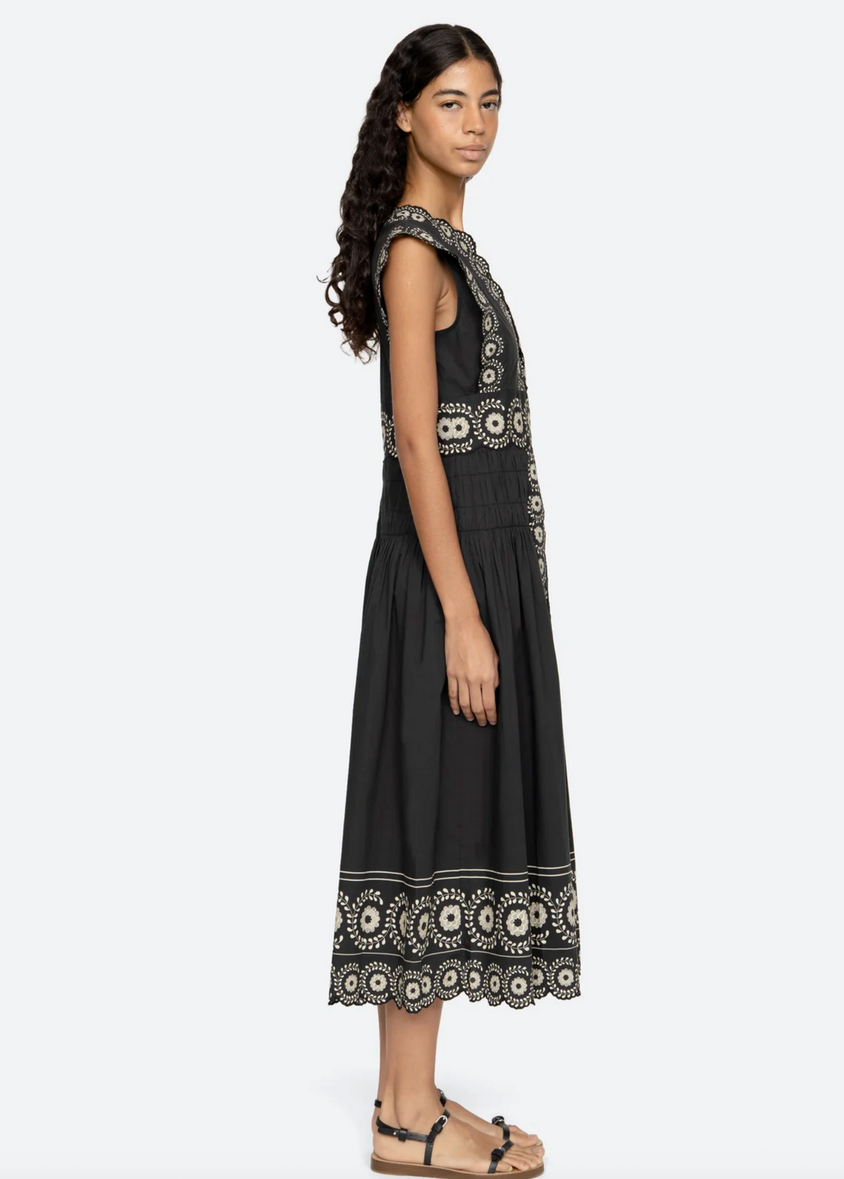 Mirabel Print Midi Dress, Black