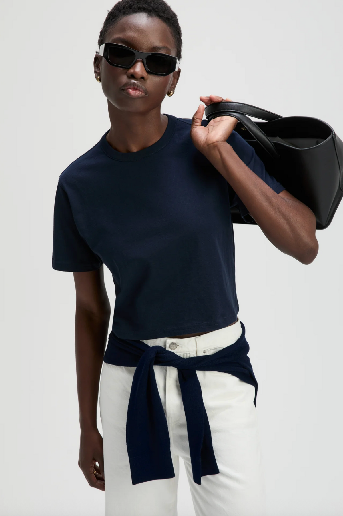 The Cropped Perfect Tee, Navy