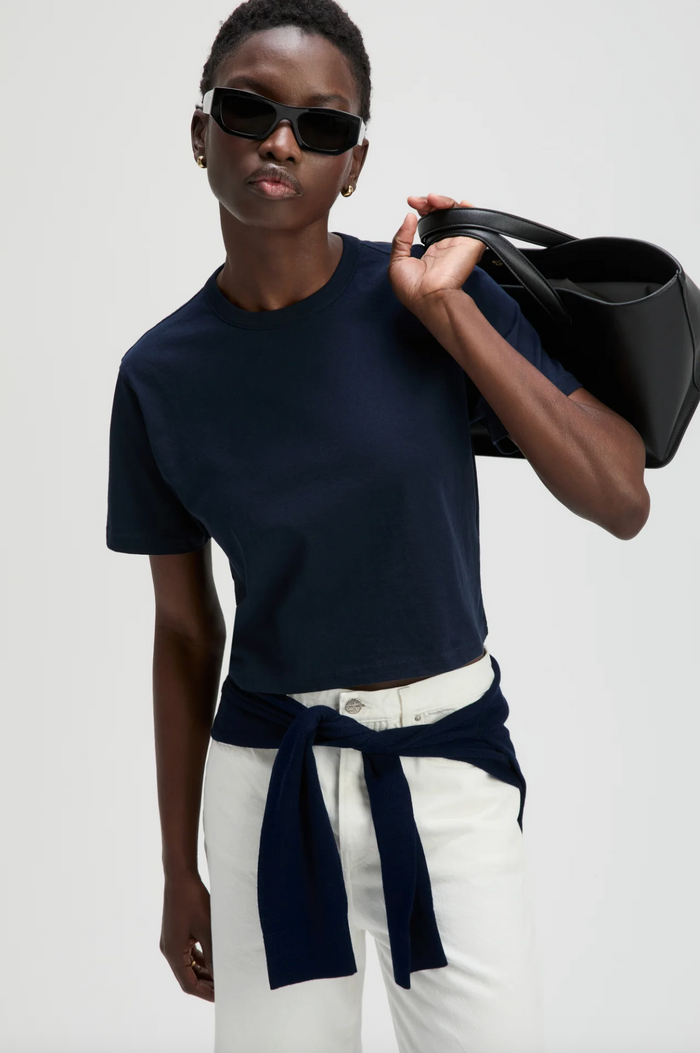 The Cropped Perfect Tee, Navy