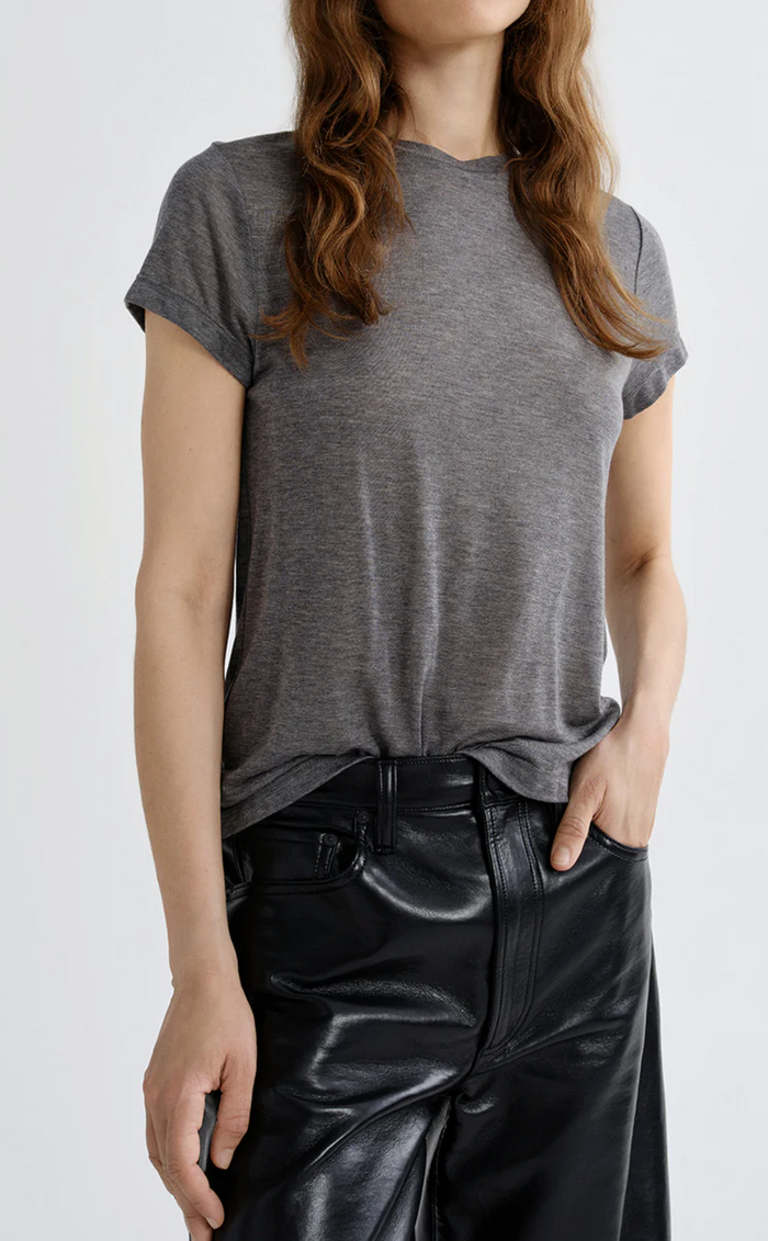 Long Line Adine Tee, Heather Grey