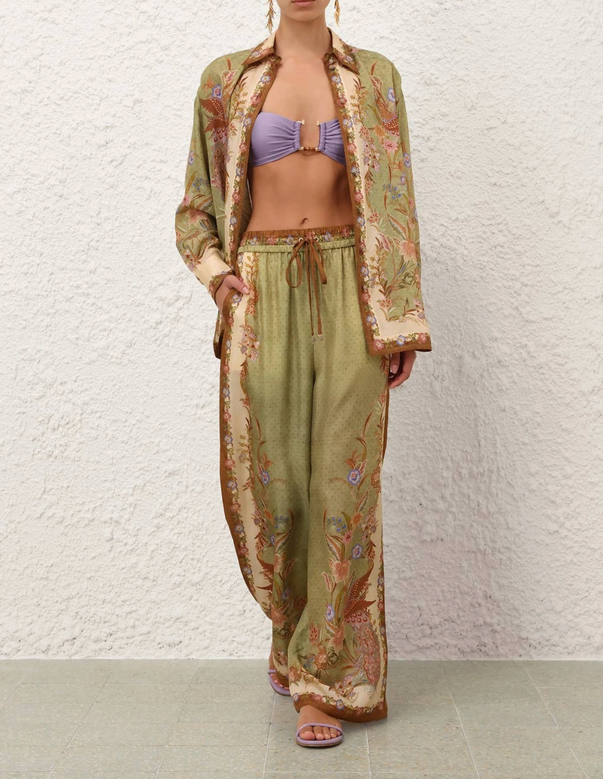 Indra relaxed Pant, Khaki Scarf Floral