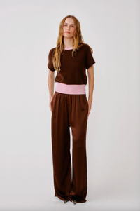Lexi Lower Rise Relaxed Pull On Silk Pant, Cinnabar