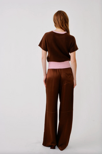 Lexi Lower Rise Relaxed Pull On Silk Pant, Cinnabar