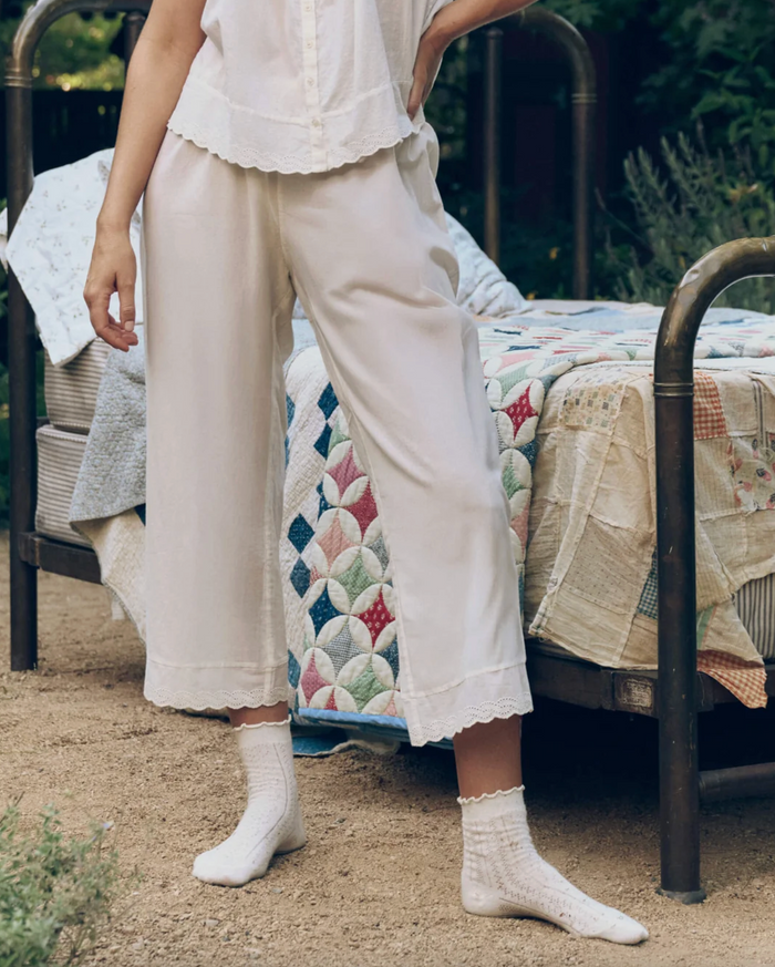 The Eyelet Easy Sleep Pant, True White