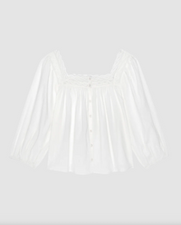 The Eyelet Button Sleep Top, True White