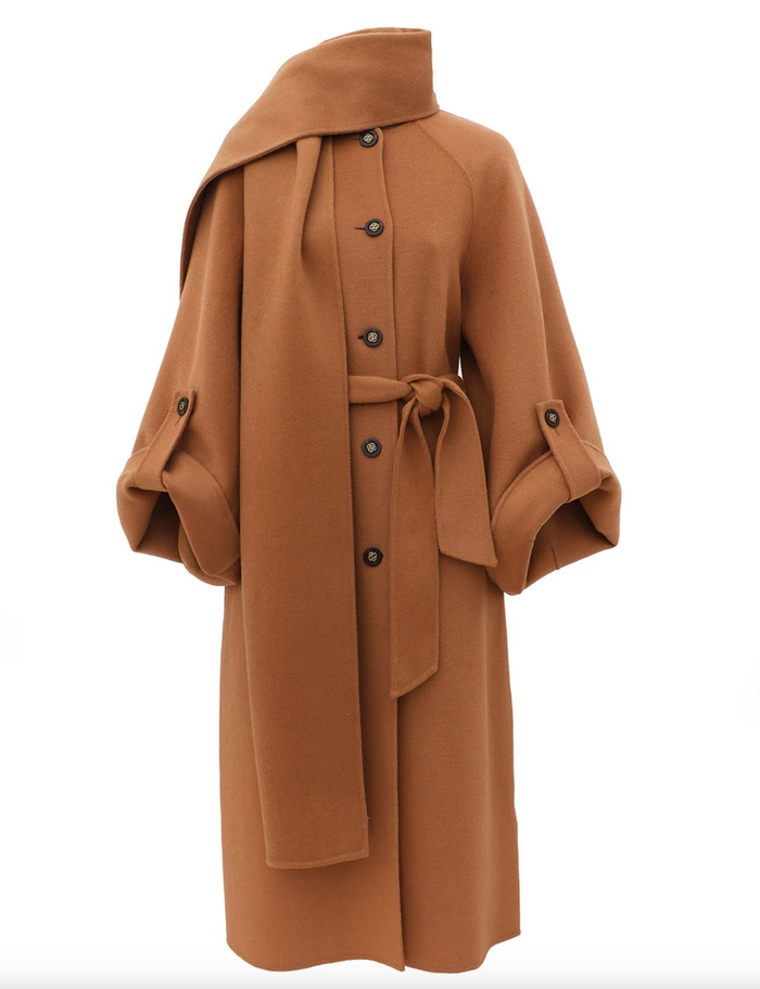 Valiant Wool Scarf Coat, Camel