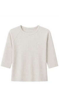 Amelia Luxe Rib Elbow Raglan Crewneck, Oatmeal