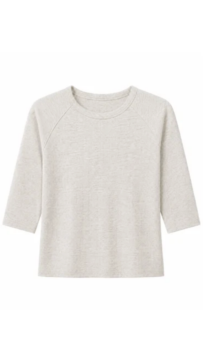Amelia Luxe Rib Elbow Raglan Crewneck, Oatmeal