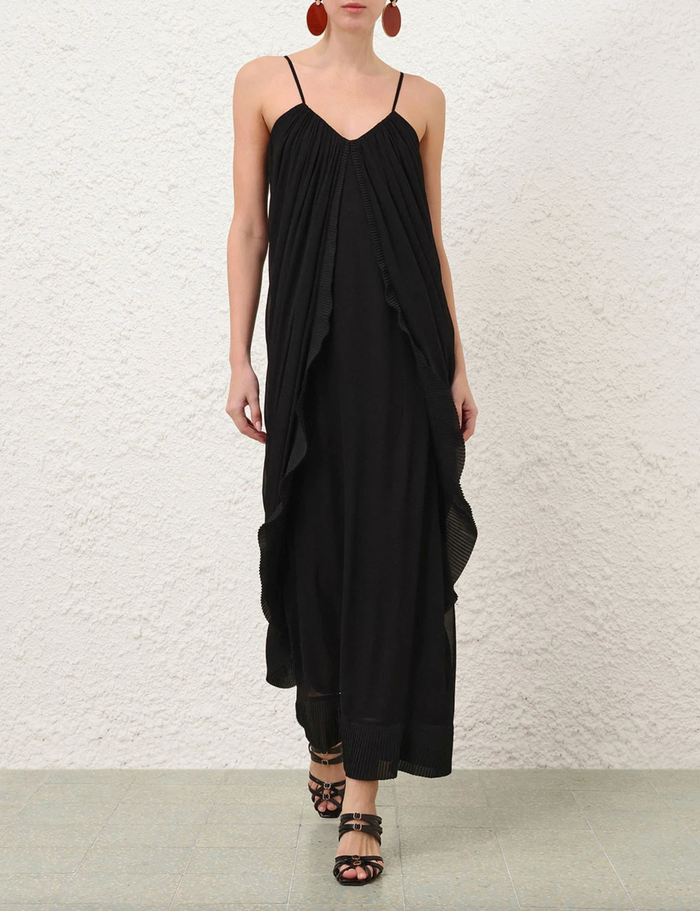 Valiant Floating Slip Dress, Black