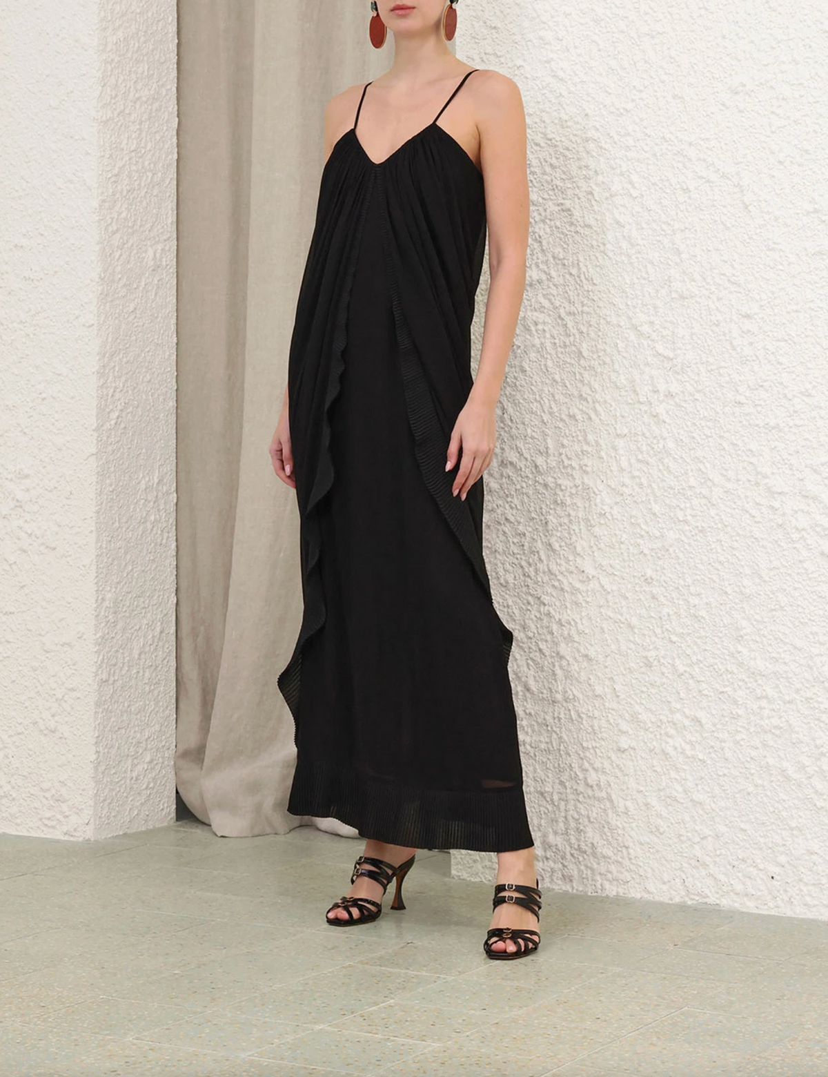 Valiant Floating Slip Dress, Black