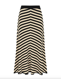 Valiant Deco Stripe Midi Skirt, Black and Cream