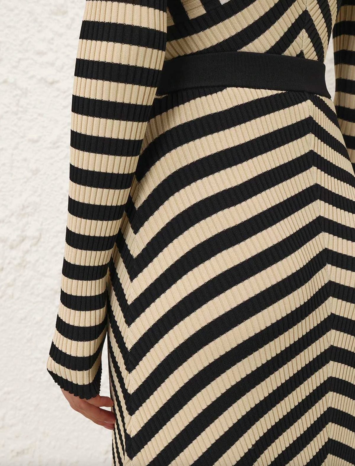 Valiant Deco Stripe Midi Skirt, Black and Cream