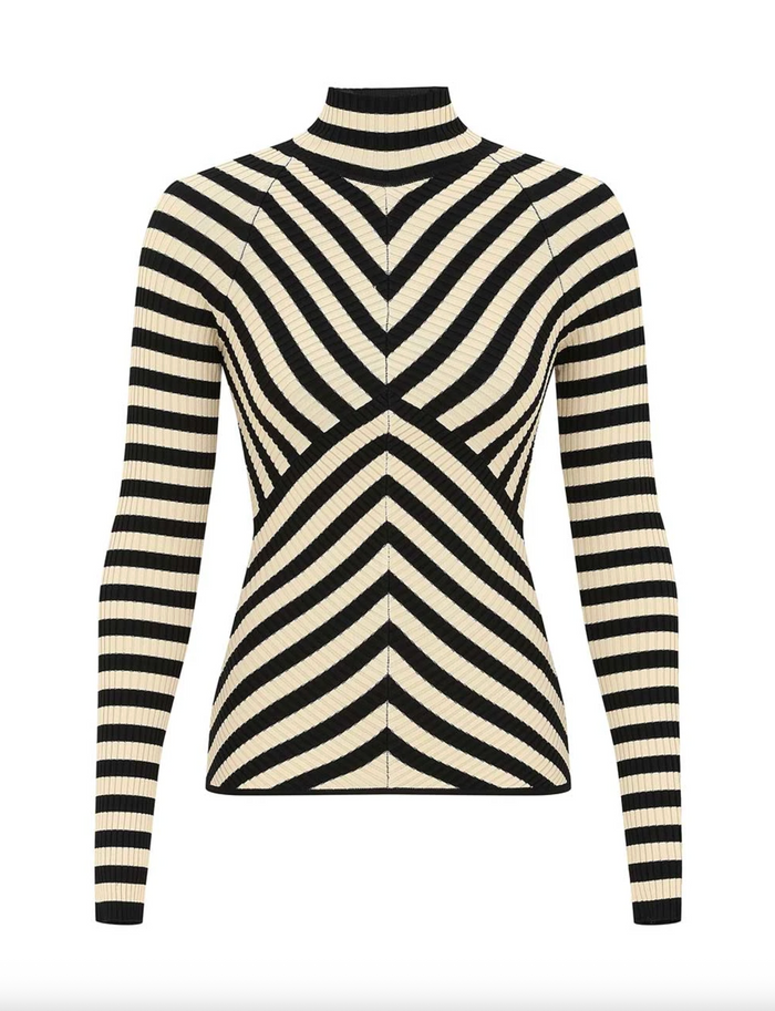 Valiant Deco Stripe Top, Black and Cream