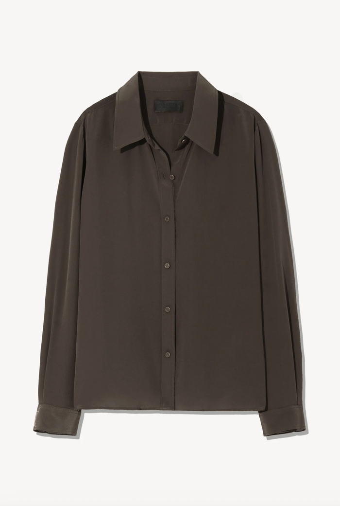Simone Silk Shirt, Chocolate Brown