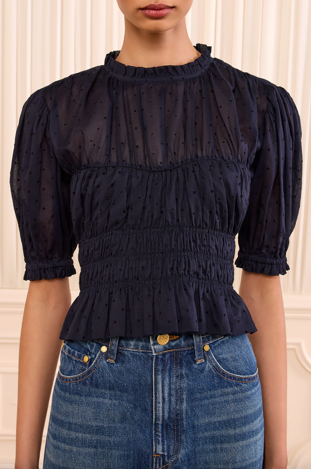 Rae Short Sleeve Cotton Top, Nightfall