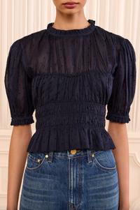 Rae Short Sleeve Cotton Top, Nightfall