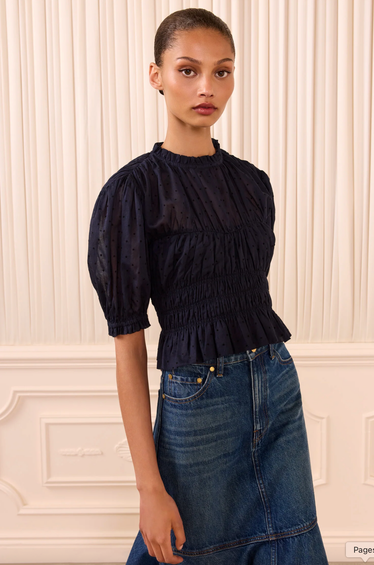 Rae Short Sleeve Cotton Top, Nightfall
