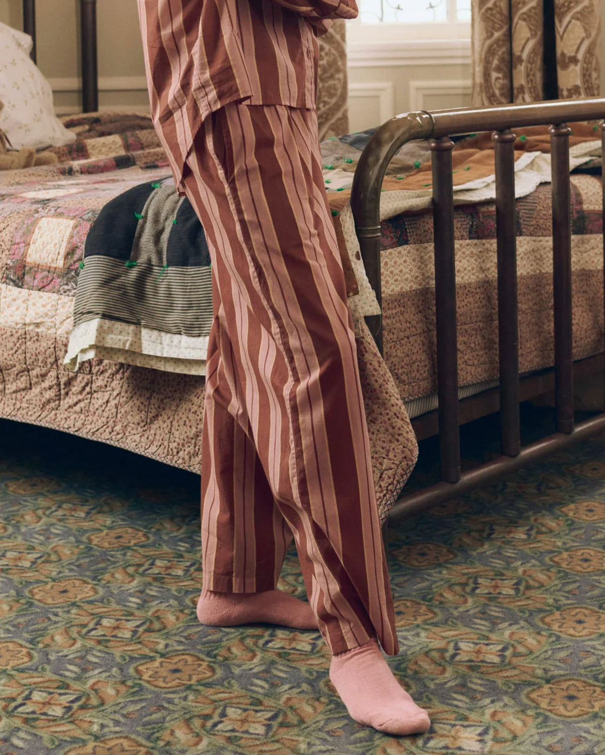 The Smocked Sleep Pant, Ganache Stripe