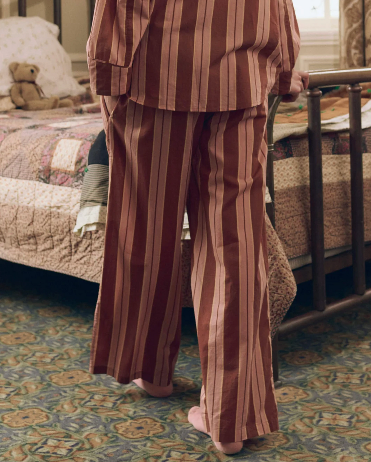 The Smocked Sleep Pant, Ganache Stripe