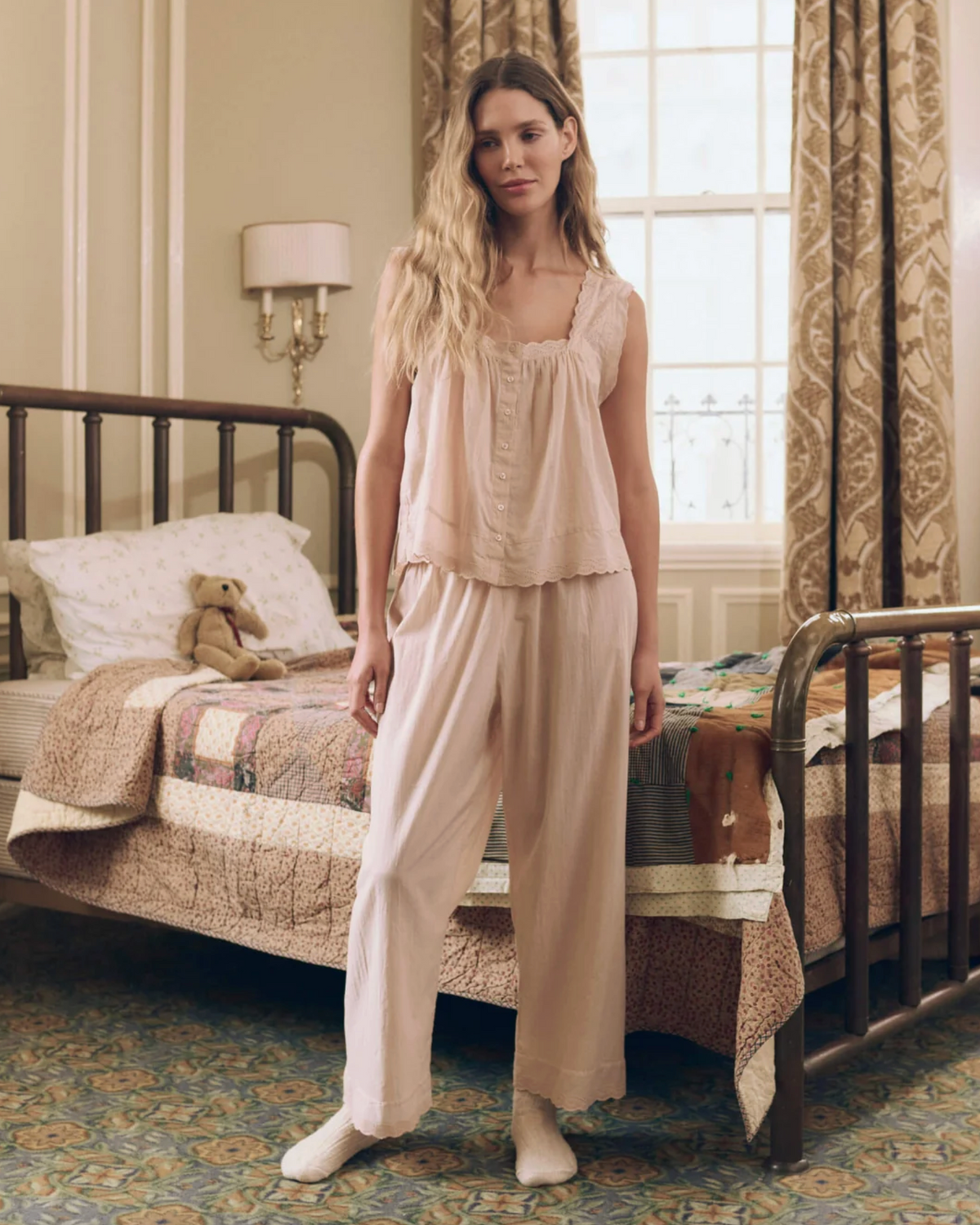 The Eyelet Easy Sleep Pant, Washed Rose