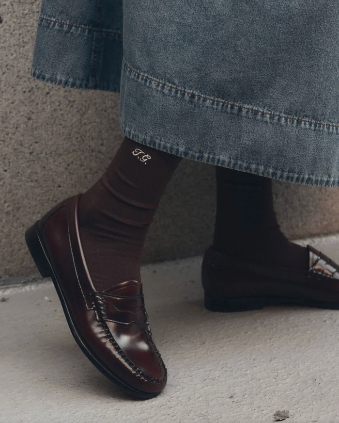 The Monogrammed Trouser Sock, Chocolate