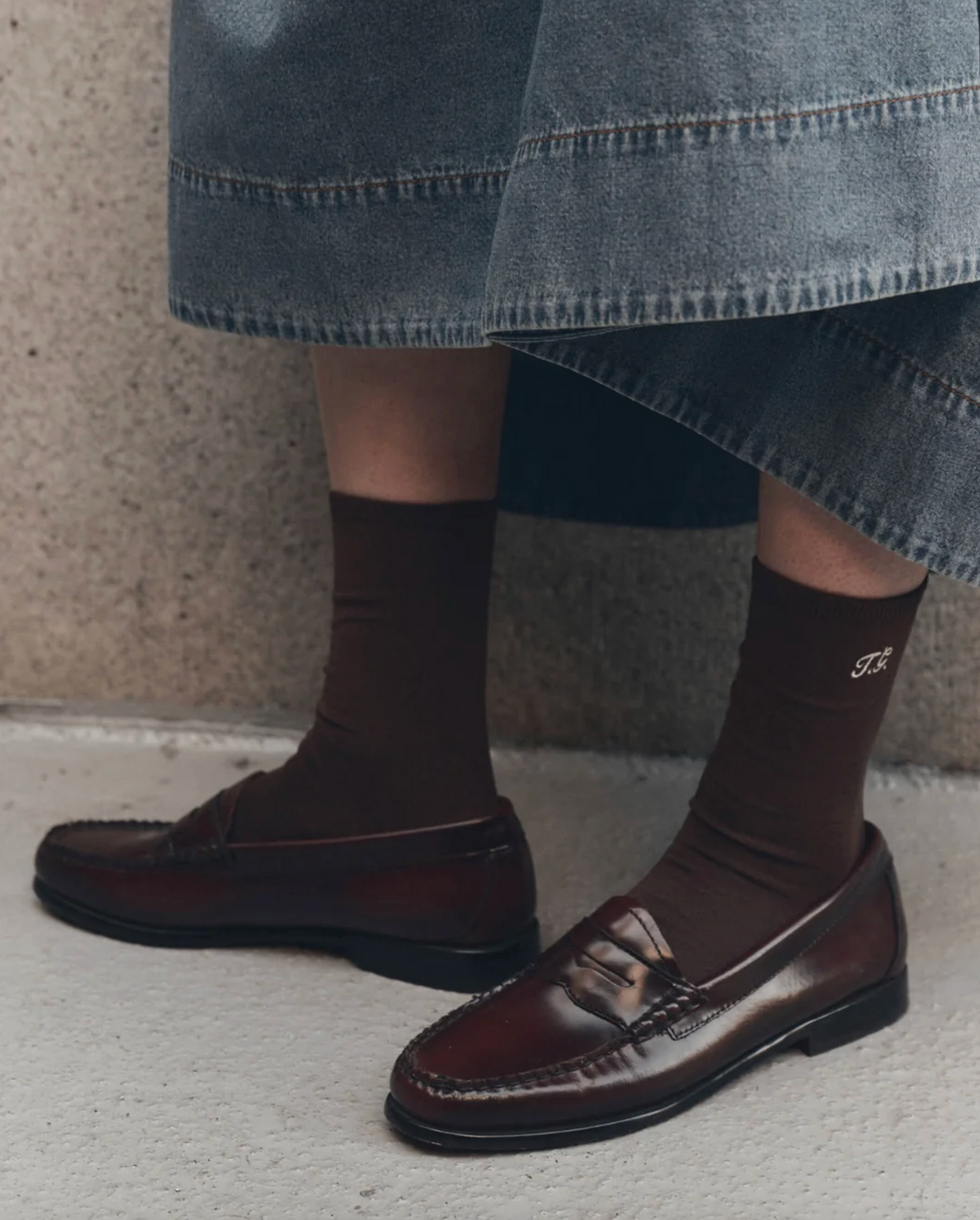 The Monogrammed Trouser Sock, Chocolate