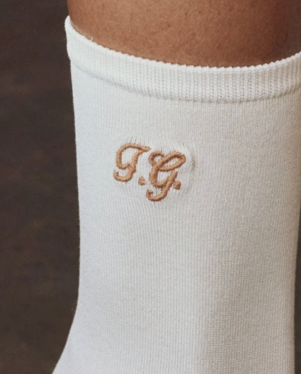 The Monogrammed Trouser Sock, Cream