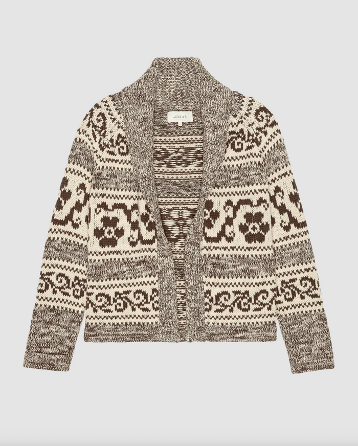 The Nordic Flower Lodge Cardigan, Marled Chestnut