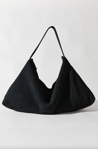Suede Woven Hobo Bag, Washed Black